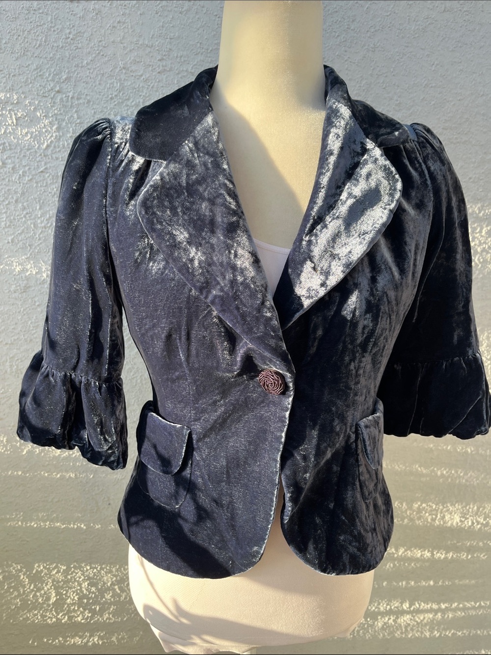 Halogen Navy Velvet Blazer Jacket SZ: S